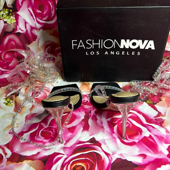 Fashion Nova Women's Clear Studded Prom Heels - Picture 3 of 5